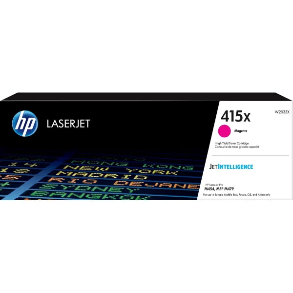 HP 415X High Capacity Magenta Laser Toner Cartridge, 6000 pages, for HP Color LaserJet Pro M454, M479 / W2033X