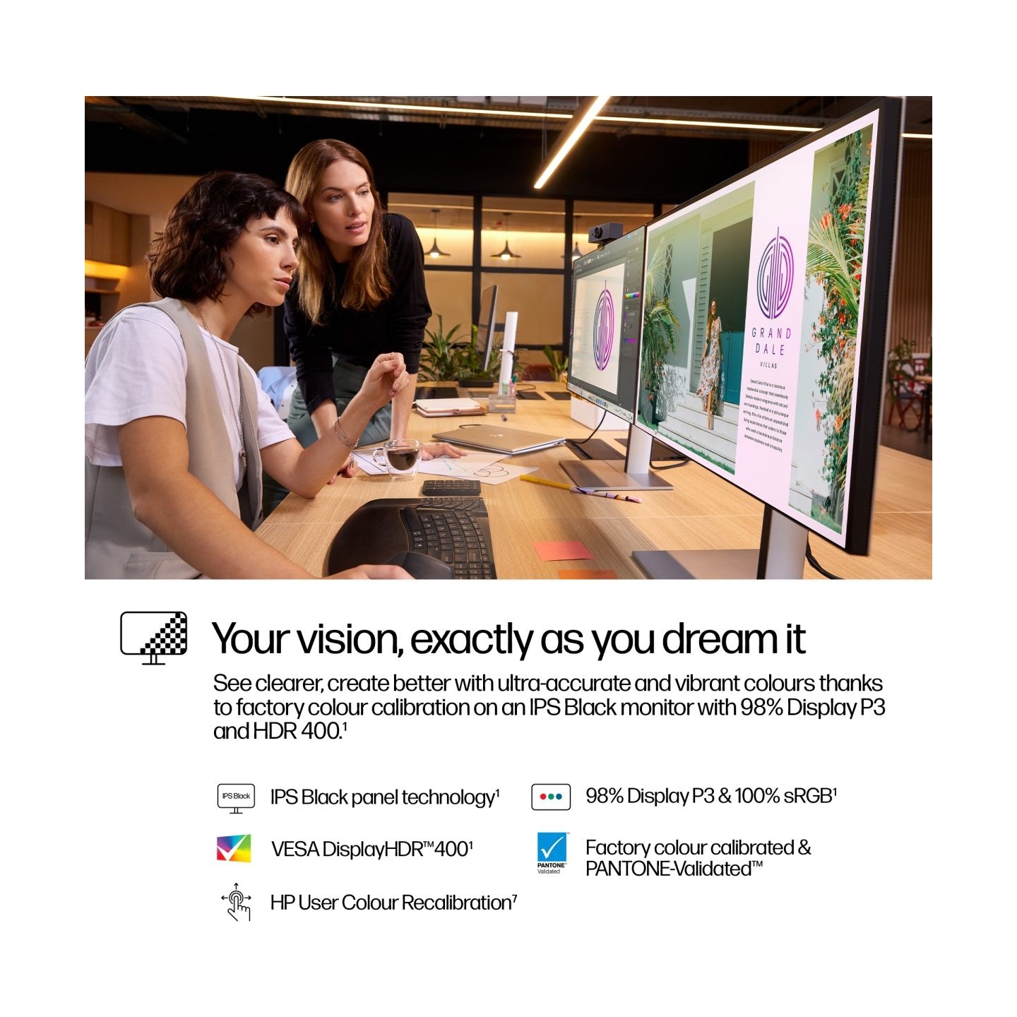 HP 727pq Series 7 Pro QHD Monitor - 27" 2560x1440 QHD 400-nit 120Hz AG, IPS Black HDR 400, USB-C(15W)/HDMI/DisplayPort Daisy-Cha