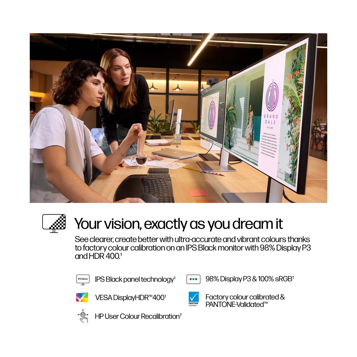 HP 727pq Series 7 Pro QHD Monitor - 27" 2560x1440 QHD 400-nit 120Hz AG, IPS Black HDR 400, USB-C(15W)/HDMI/DisplayPort Daisy-Cha