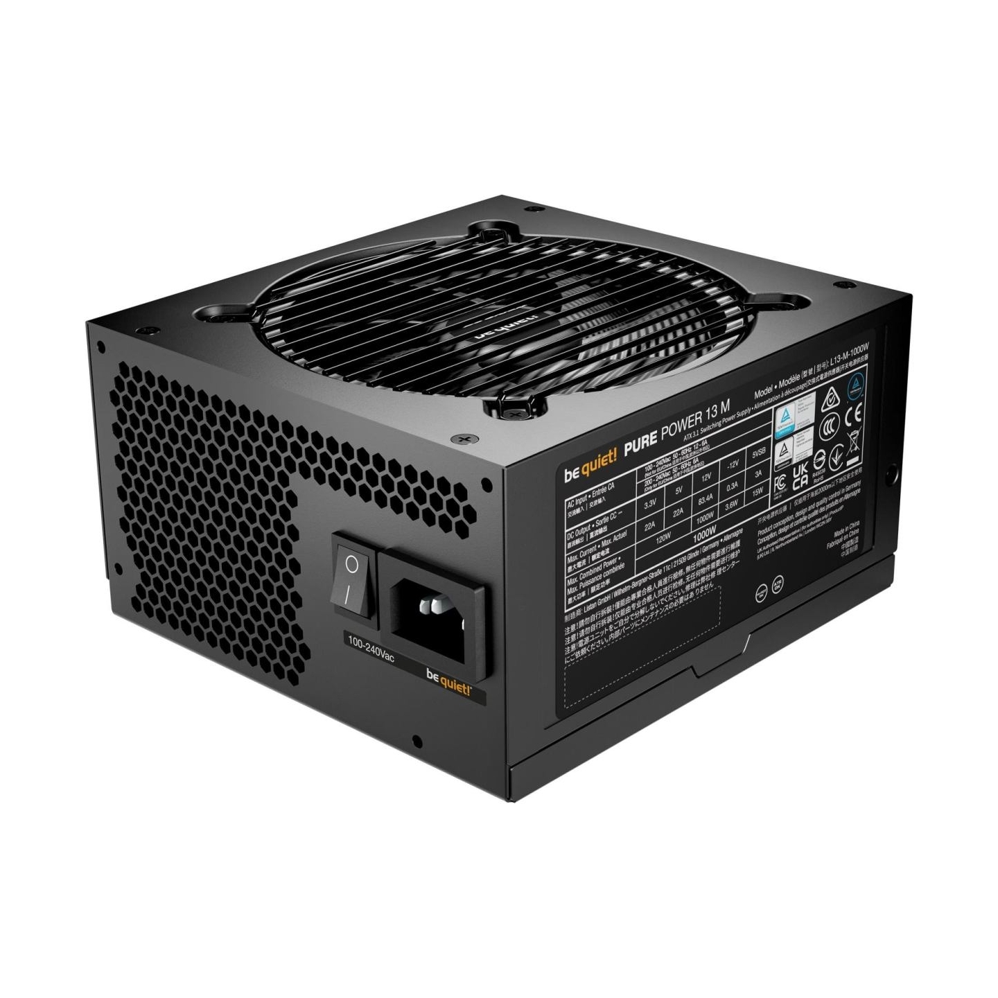Be Quiet Power Supply|BE QUIET|Pure Power 13|1000 Watts|Peak Power 1050 Watts|Efficiency 80 PLUS GOLD|PFC Active|MTBF 100000 hou