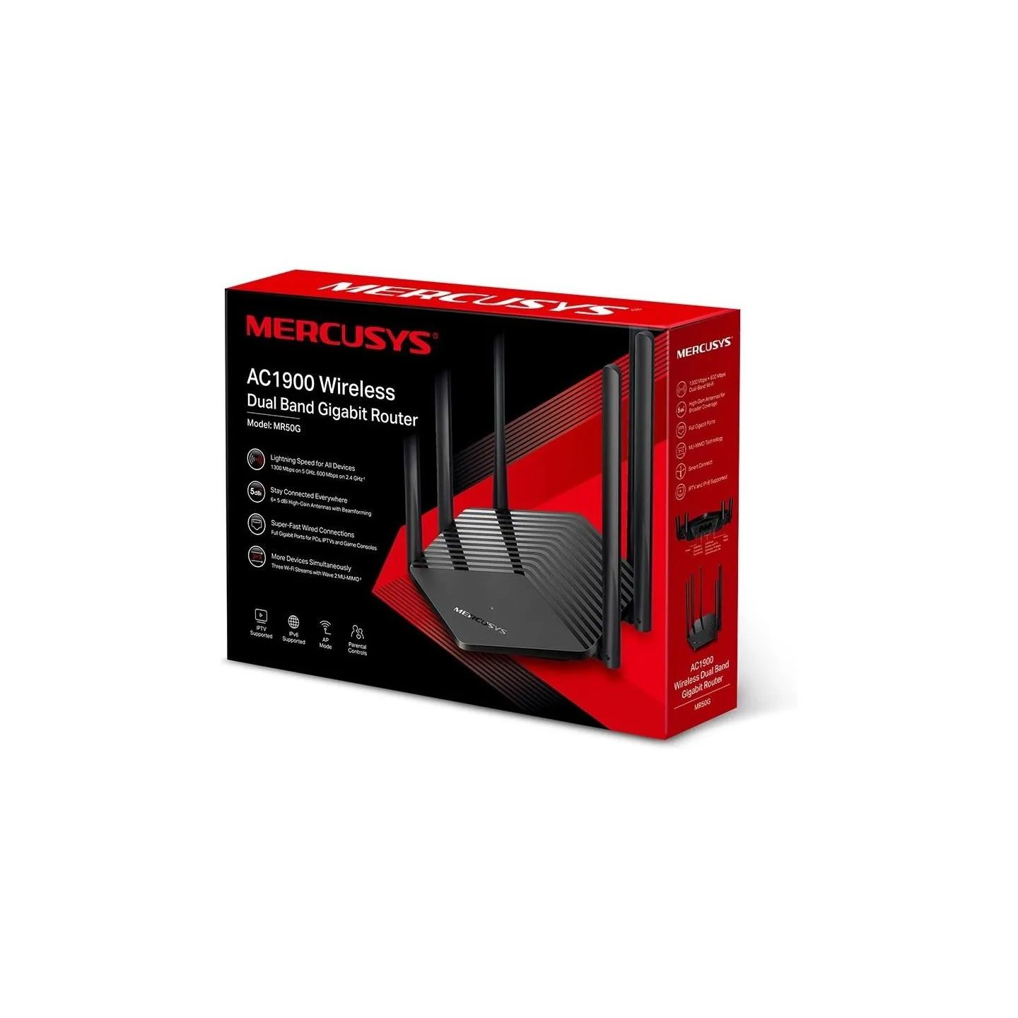 Mercusys Wireless Router|MERCUSYS|1900 Mbps|1 WAN|2x10/100/1000M|Number of antennas 6|MR50G