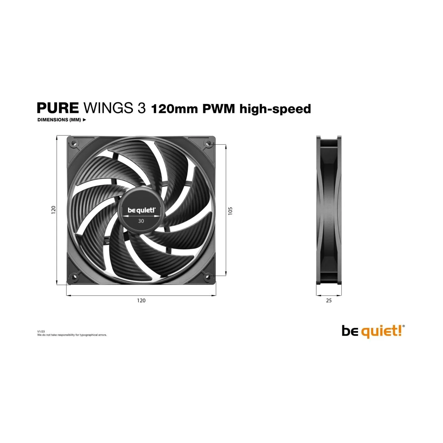 Be Quiet CASE FAN 120MM PURE WINGS 3/PWM HIGH-SPEED BL106 BE QUIET