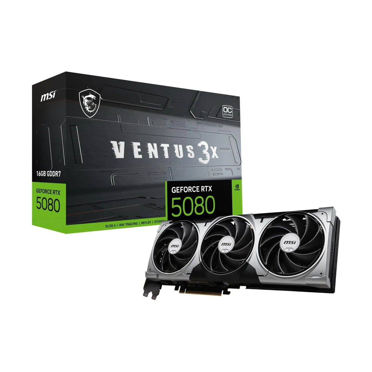 MSI Graphics Card|MSI|NVIDIA|GeForce RTX 5080|16 GB|GDDR7|256 bit|PCI Express x16 5.0|Active|RTX508016GVEN3XOCBLK
