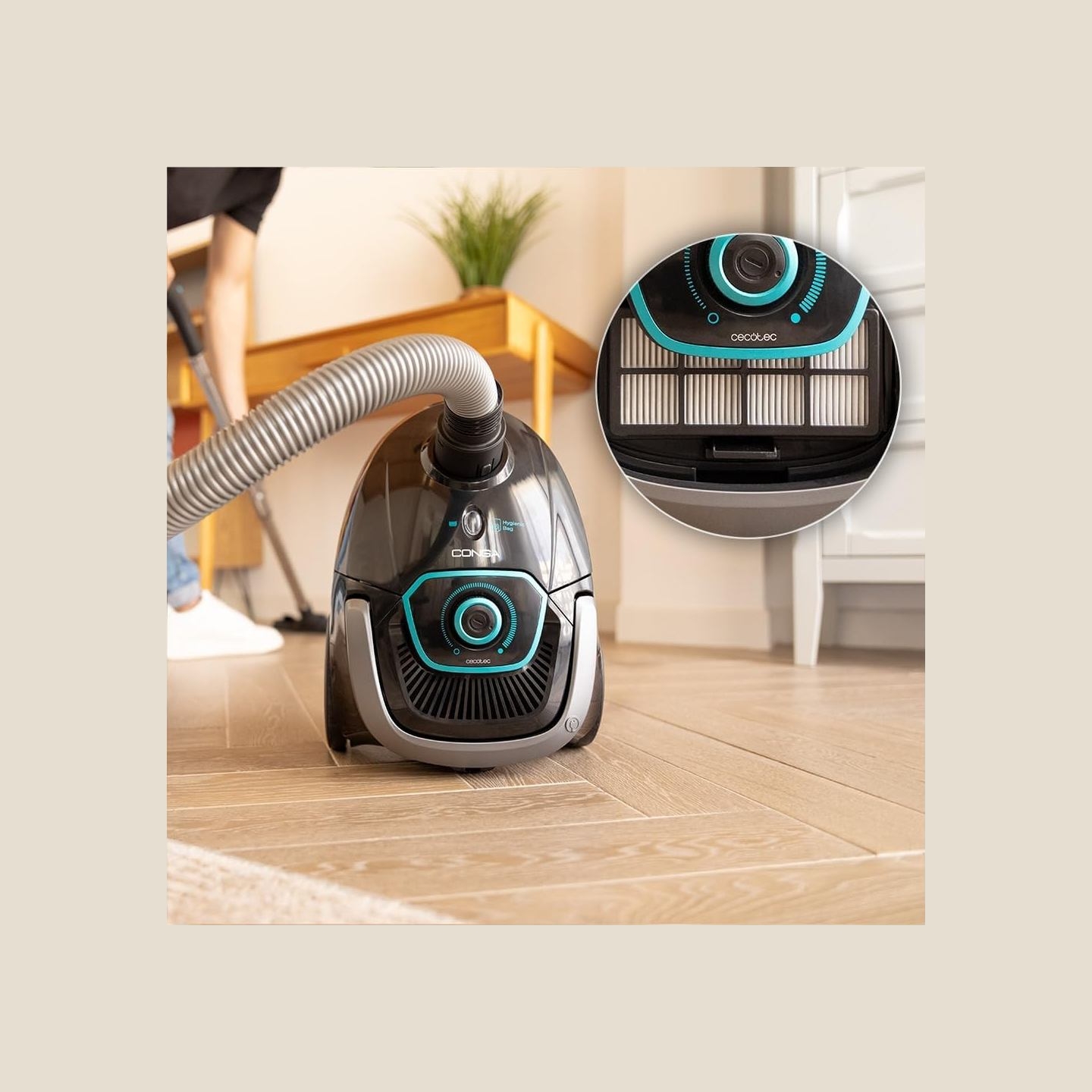 Cecotec Vacuum cleaner | Conga Powerbag 2500 Plus | Bagged | Dust capacity 2.5 L | Power 850 W | Black