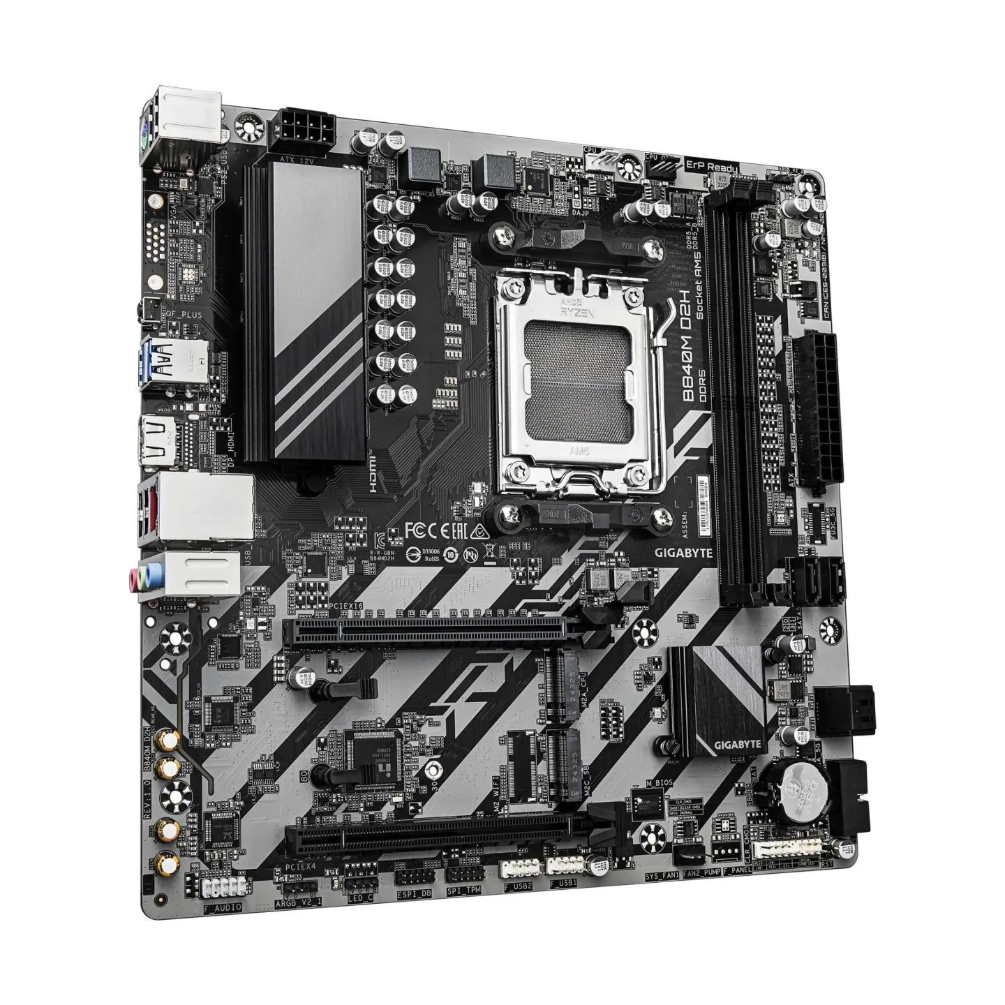 Gigabyte Mainboard|GIGABYTE|AMD B840|Socket AM5|micro ATX|RAM DDR5-SDRAM|2xSlots|2xNumber of M.2 (M) slots|B840M D2H (Rev. 1.1)|