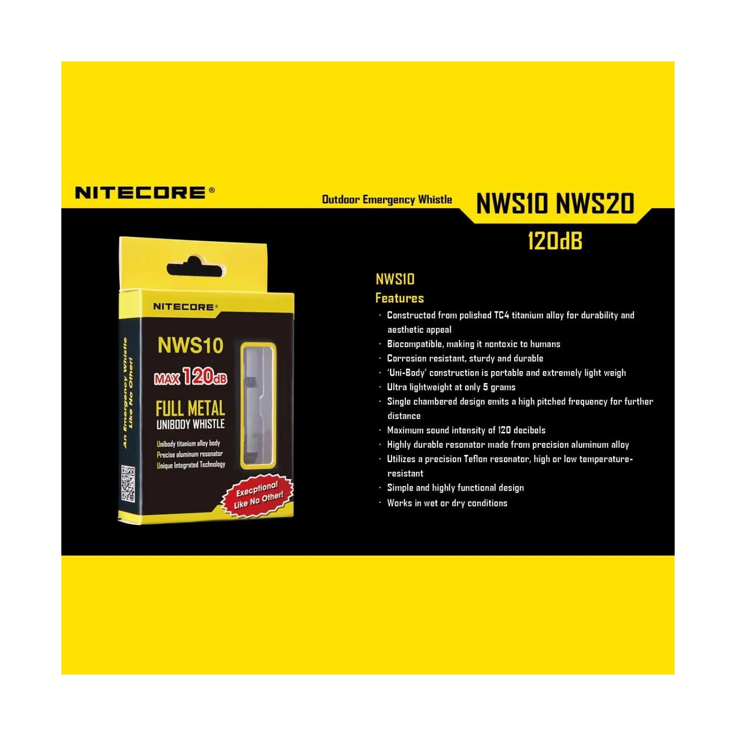 Nitecore WHISTLE OUTDOOR EMERGENCY/120DB NWS10 NITECORE