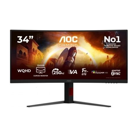 AOC Monitor 34 inch CU34G4ZCA VA Curved 250Hz HDMIx2 DP HAS Speaker
