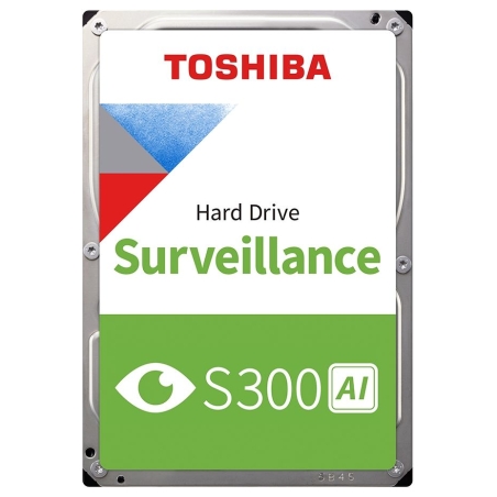 Toshiba HDD Video Surveillance TOSHIBA S300 AI 8TB CMR, 3.5'', 512MB, 7200RPM, SATA, 64 cameras, 24/7, TBW: 550