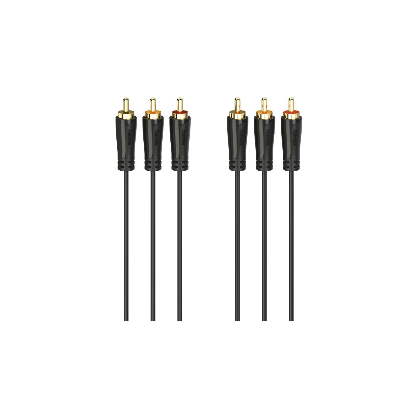 Hama 00205151 Audio/Video Cable, 3 RCA plugs - 3 RCA plugs, gold-plated 3m