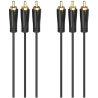 Hama 00205151 Audio/Video Cable, 3 RCA plugs - 3 RCA plugs, gold-plated 3m