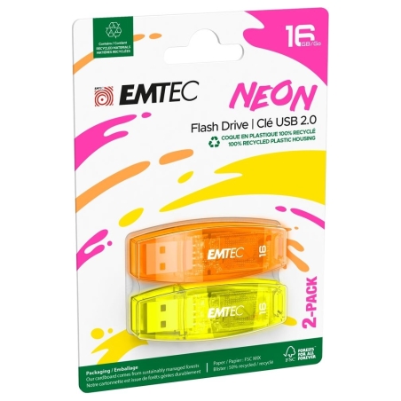 Emtec USB2.0 C410 16GB Neon 2 pcs