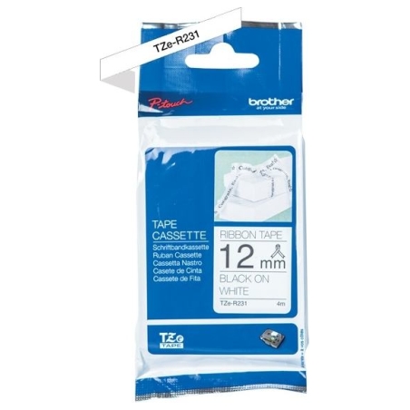 Brother TZER231 12 BLACK ON WHITE RIBBON