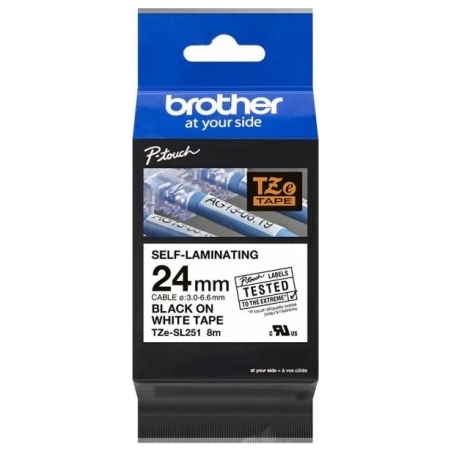 Brother TZESL251 24 MM BLACK ON WHITE SELF LAMINATE