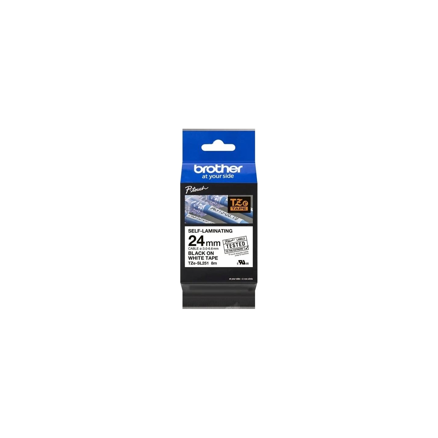 Brother TZESL251 24 MM BLACK ON WHITE SELF LAMINATE