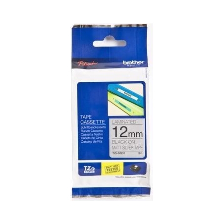 Brother TZEM931 12 BLACK ON SILVER MET-M
