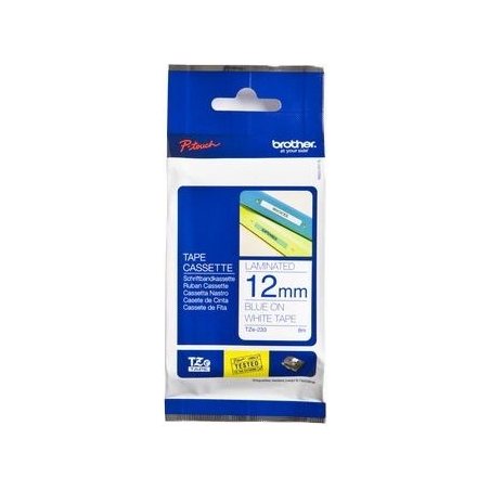 Brother TZE233 12 BLUE ON WHITE