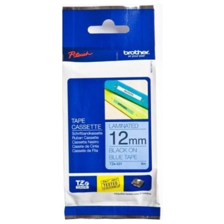 Brother TZ531 12 BLACK ON BLUE
