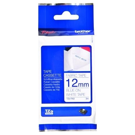 Brother TZFA3 12 BLUE ON WHITE FABRIC