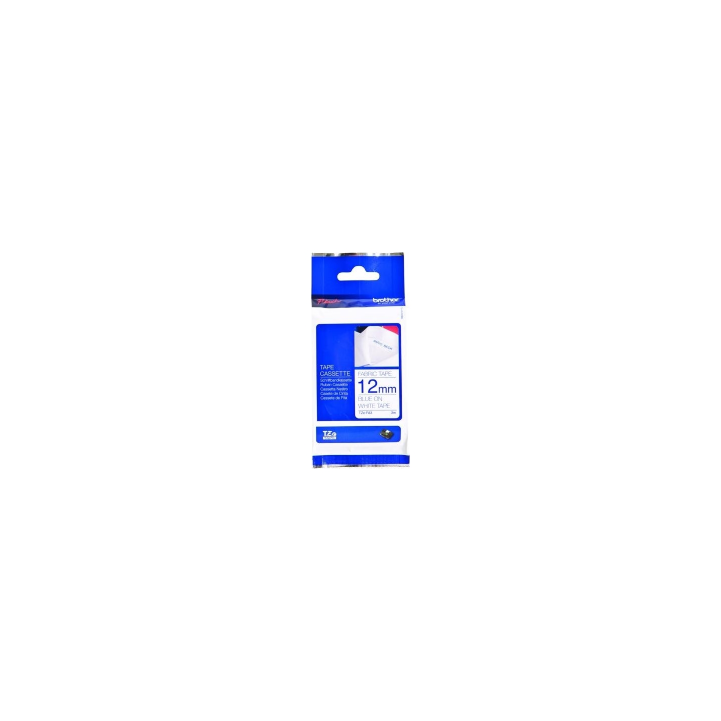 Brother TZFA3 12 BLUE ON WHITE FABRIC