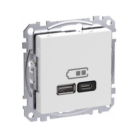 Schneider ELECTRIC EXXACT USB-A+C TELE OUTLET POWER DELIVERY WHITE
