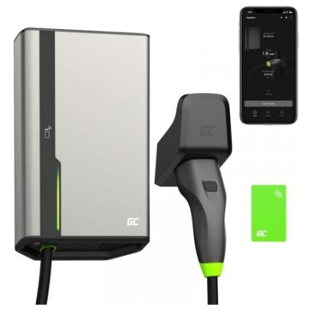 Green Cell Charger station Wallbox HabuDen Wallbox 22kW 32 A NFC/RFID Cable 7.5m Type 2