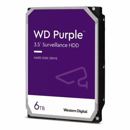 WD HDD Video Surveillance WD Purple 6TB CMR, 3.5'', 256MB, SATA 6Gbps, TBW: 180