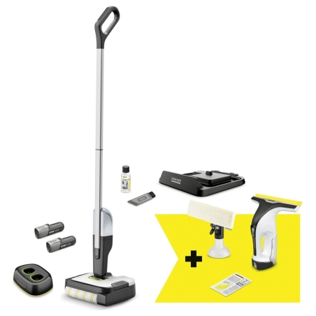 Karcher Vacuum Cleaner|KARCHER|FC 2-4 + WV 4-4 Set|Dry&wet|Electric mop|Black/Silver|Bagless|Battery| 2.2 kg|9.791-983.0
