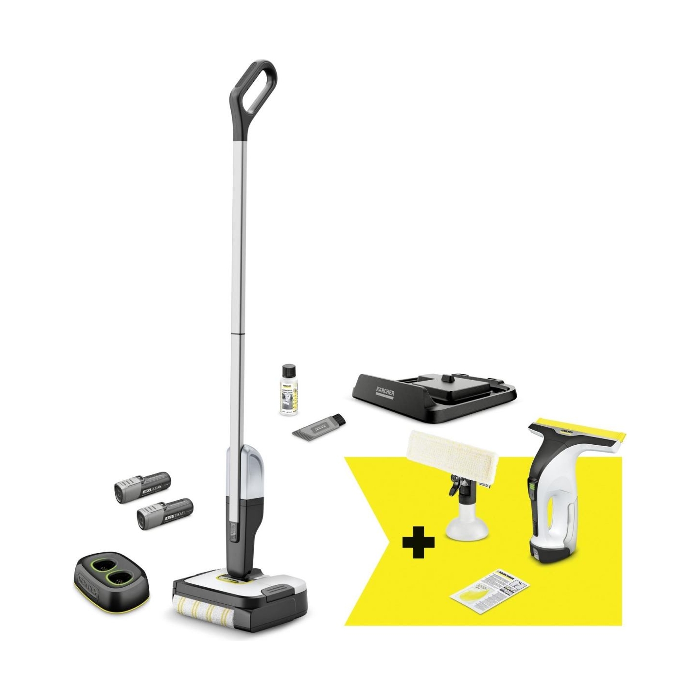 Karcher Vacuum Cleaner|KARCHER|FC 2-4 + WV 4-4 Set|Dry&wet|Electric mop|Black/Silver|Bagless|Battery| 2.2 kg|9.791-983.0
