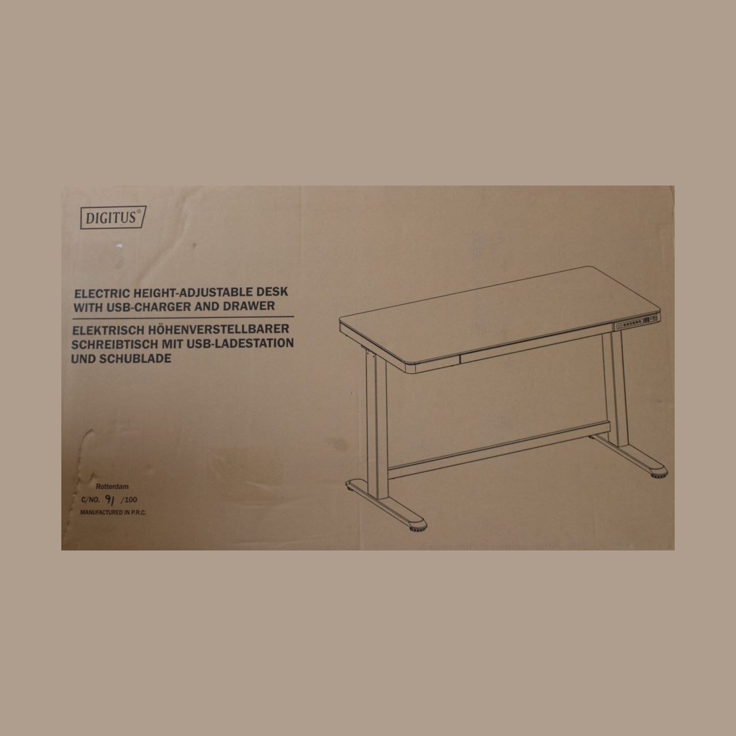 Digitus Electric Height Adjustable Desk | 72 - 121 cm | Maximum load weight 50 kg | Metal | White | 24 month(s) | DAMAGED PACKAG