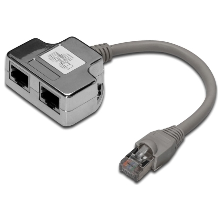 Digitus | CAT 5e patch cable adapter, 2x CAT 5e, shielded | DN-93904 | 0.19 m | Black | RJ45 socket to RJ45 plug