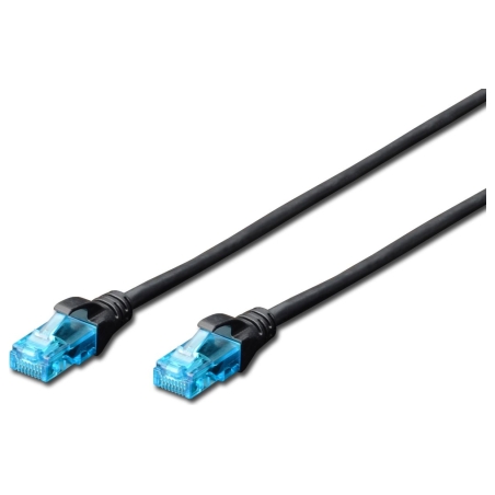 Digitus CAT 5e U-UTP | Patch cord | PVC AWG 26/7 | Boots with kink protection, strain relief and latch protection | Black | 1 m 