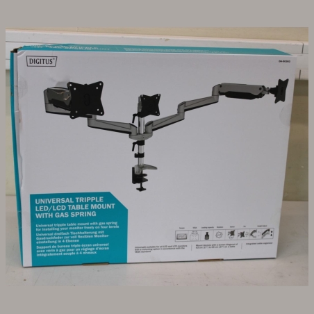 Digitus Triple monitor mount, 3x 27", 3x 6 kg | Digitus Desk Mount | Triple Monitor Gas Spring Mount DA-90363 | Adjustable Heigh
