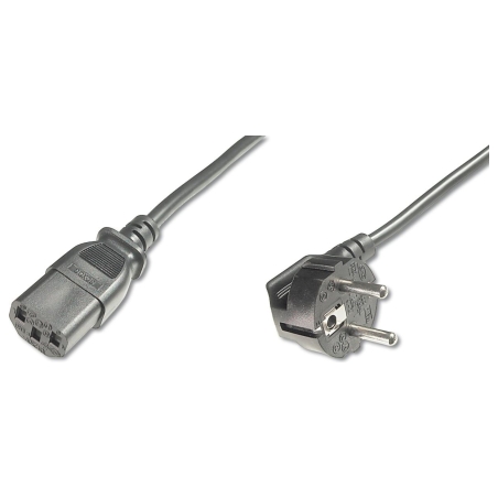 Digitus | Power Cord Cable | Power Cord, Schuko (CEE 7/7) 90ø angled - C13 M/F, H05VV-F3G 0.75qmm | Black