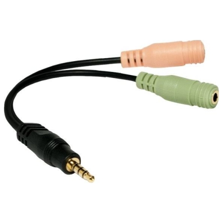 Logilink | Audio jack adapter, 4-pin, 3.5 mm stereo male to 2x 3.5mm female | 0.15 m