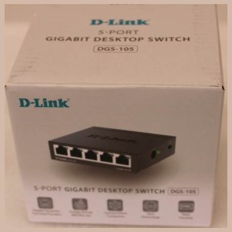 D-Link DGS-105GL/E 5-Port Gigabit Ethernet Switch |  Ethernet Switch | DGS-105/E | Unmanaged | Desktop | Gigabit Ethernet (coppe