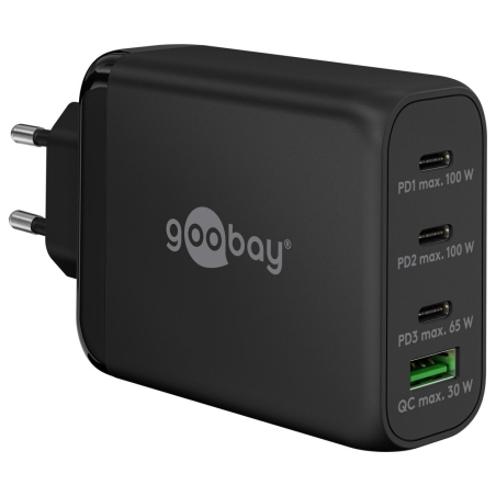 Goobay 65555 100 W USB-C PD GaN Multiport Fast Charger, Black