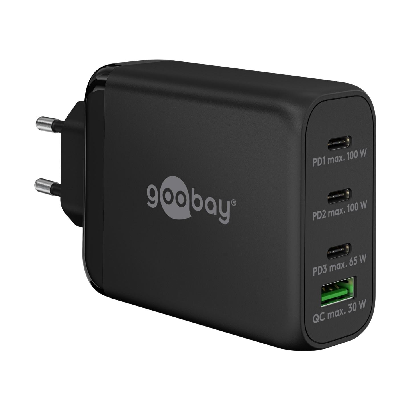 Goobay 65555 100 W USB-C PD GaN Multiport Fast Charger, Black