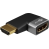 Goobay 72010 HDMI Angled Adapter 90° Horizontal, 8K at 60 Hz, Gold-Plated, Black/Silver