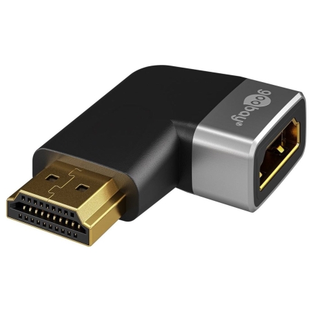 Goobay HDMI Angled Adapter 270° Horizontal, 8K @ 60 Hz, Gold-Plated, Black/Silver | 72012