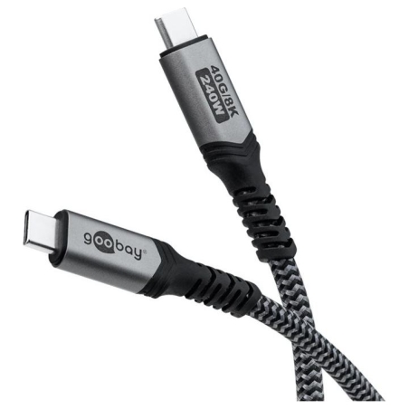Goobay | USB-C Cable with Textile Sheath, USB4, 240 W, 40 Gbit/s, Power Delivery, 1 m