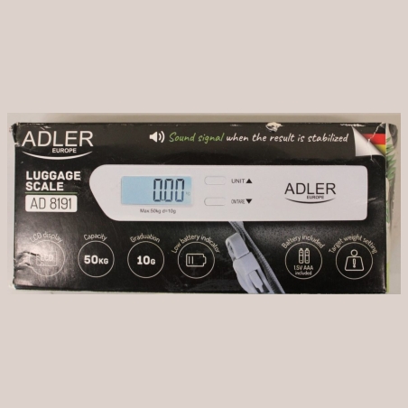 Adler Travel Luggage Scale | AD 8191 | Maximum weight (capacity) 50 kg | Accuracy 10 g | Grey | DAMAGED PACKAGING