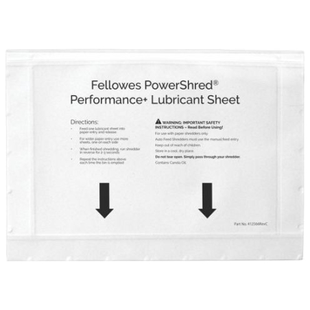 Fellowes | Shredder oil sheets 10 pcs | 4025601 | Easy to use no spills and no mess; Improves your shredders performance by keep