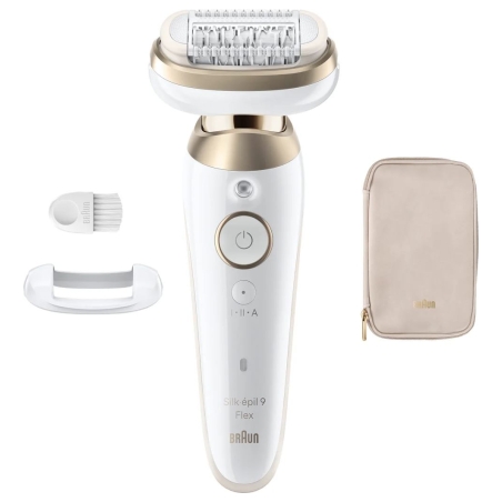 Braun Silk-épil 9 Flex SES9-011 3D Epilator, Wet & Dry, White/Gold | Braun