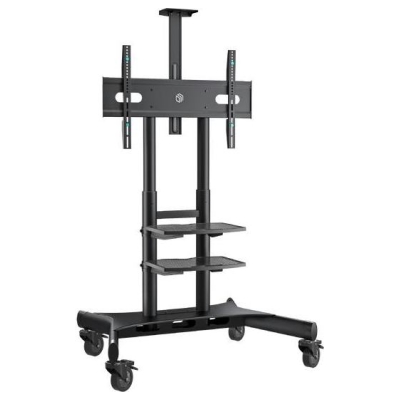 Onkron Mobile TV Stand for 50-83” TVs with Wheels Shelves Height Adjustable Rolling TV Cart, Black