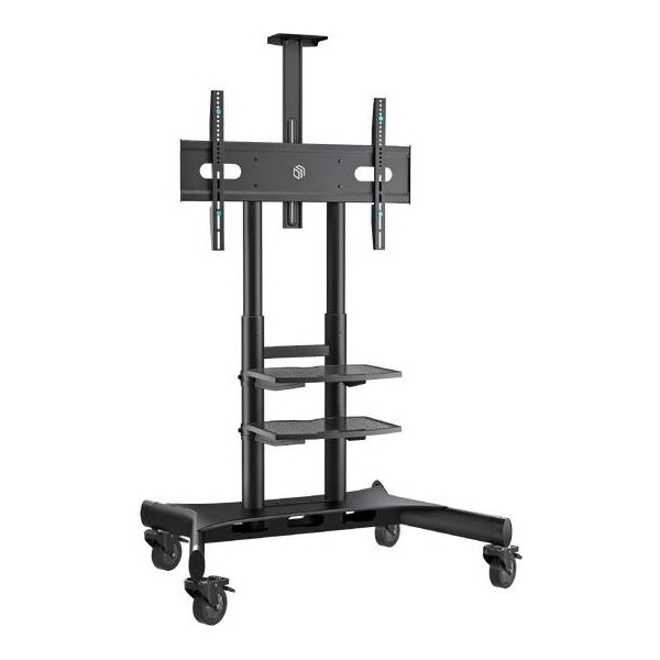 Onkron Mobile TV Stand for 50-83” TVs with Wheels Shelves Height Adjustable Rolling TV Cart, Black
