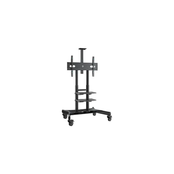 Onkron Mobile TV Stand for 50-83” TVs with Wheels Shelves Height Adjustable Rolling TV Cart, Black