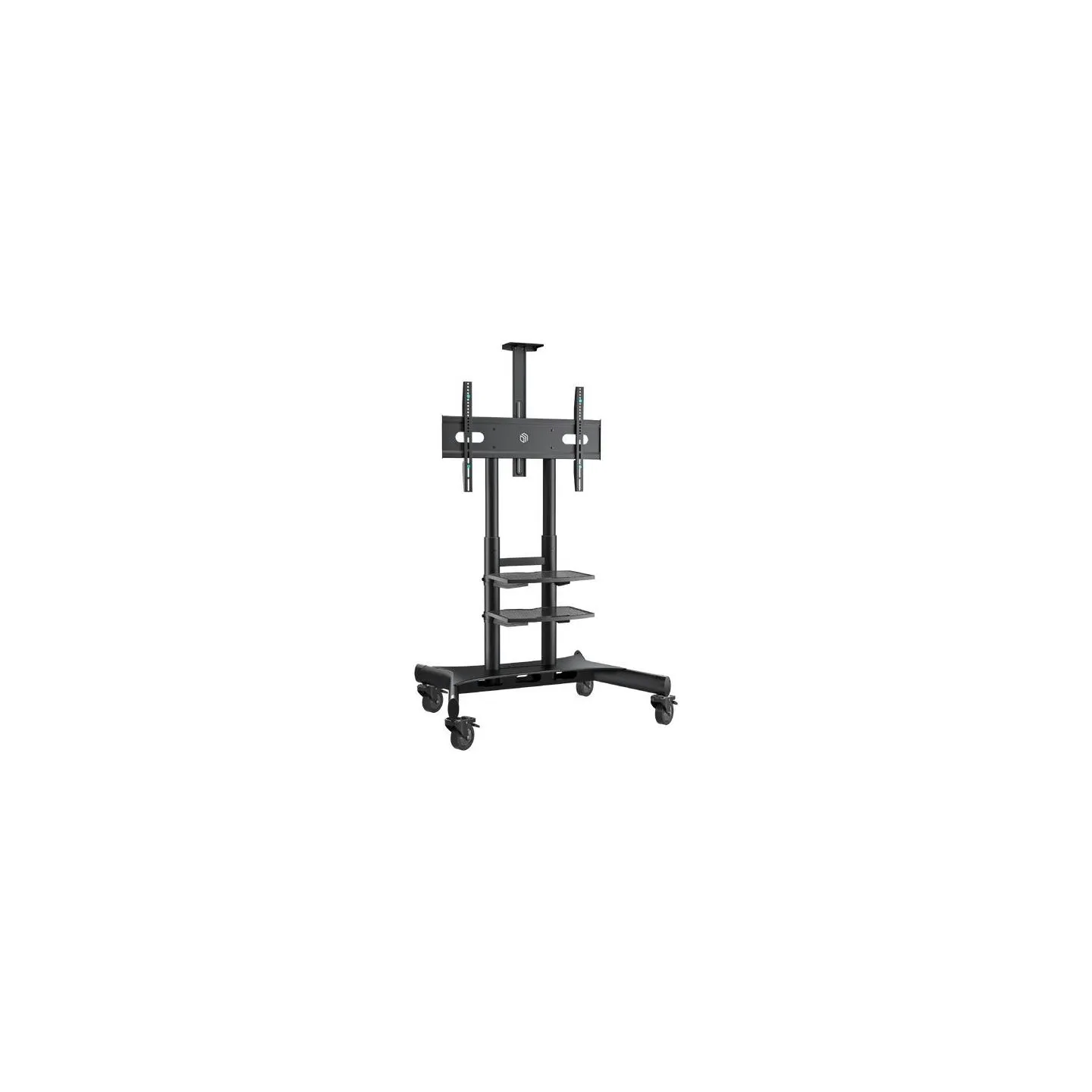 Onkron Mobile TV Stand for 50-83” TVs with Wheels Shelves Height Adjustable Rolling TV Cart, Black
