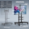 Onkron Mobile TV Stand for 50-83” TVs with Wheels Shelves Height Adjustable Rolling TV Cart, Black
