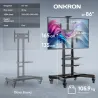 Onkron Mobile TV Stand for 50-83” TVs with Wheels Shelves Height Adjustable Rolling TV Cart, Black