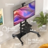 Onkron Mobile TV Stand for 50-83” TVs with Wheels Shelves Height Adjustable Rolling TV Cart, Black